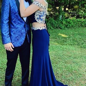 Beautiful navy blue 2-piece prom dress